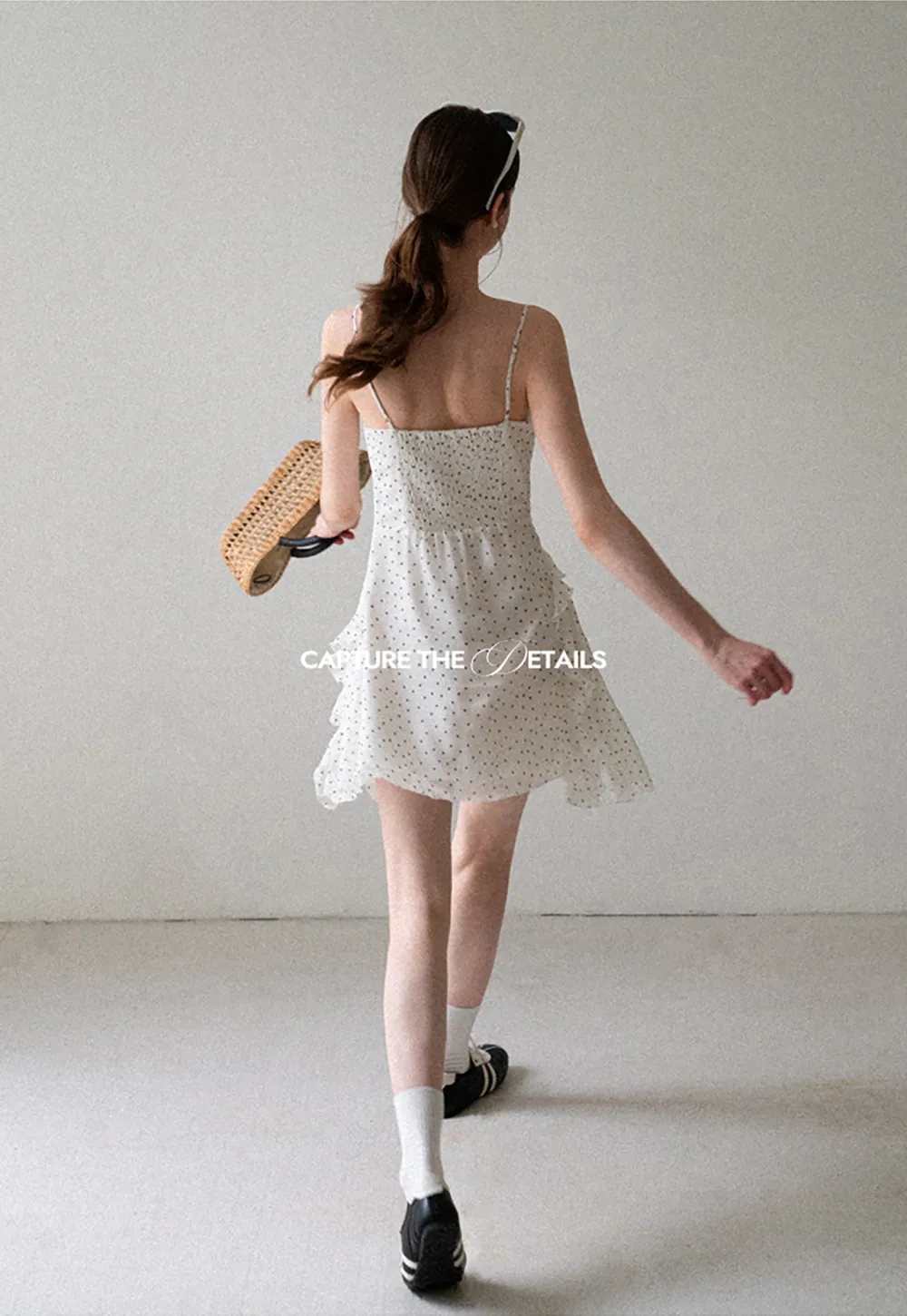 Polka Dot Print Ruffled Sleeveless Dress