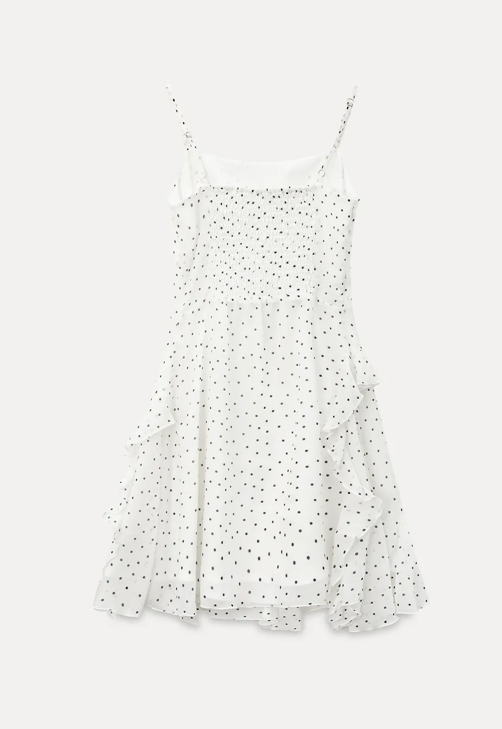 Polka Dot Print Ruffled Sleeveless Dress