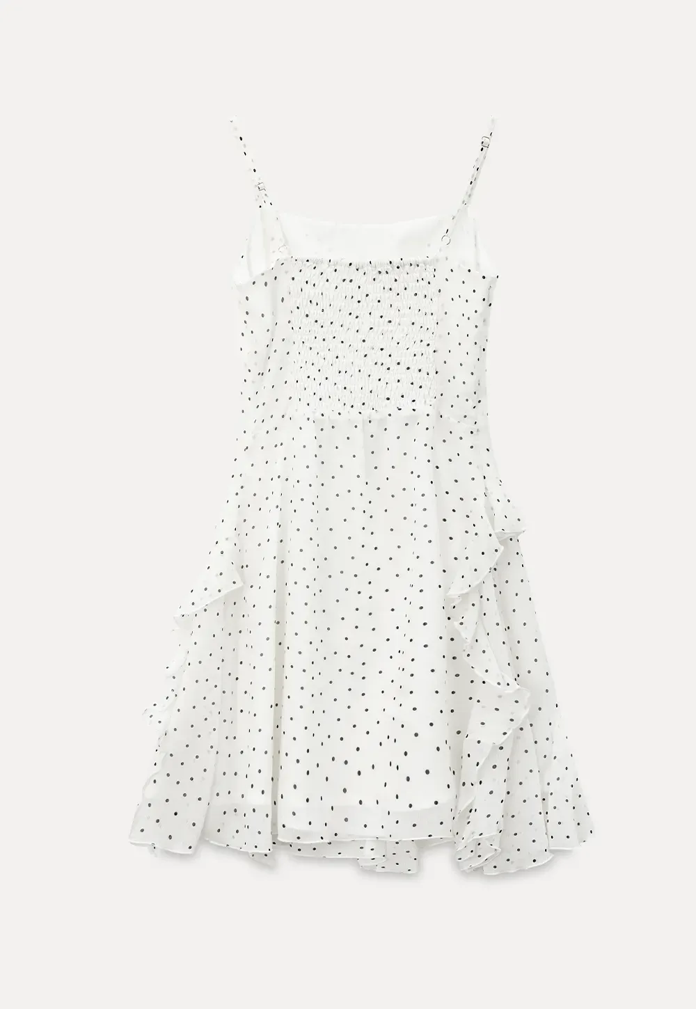 Polka Dot Print Ruffled Sleeveless Dress
