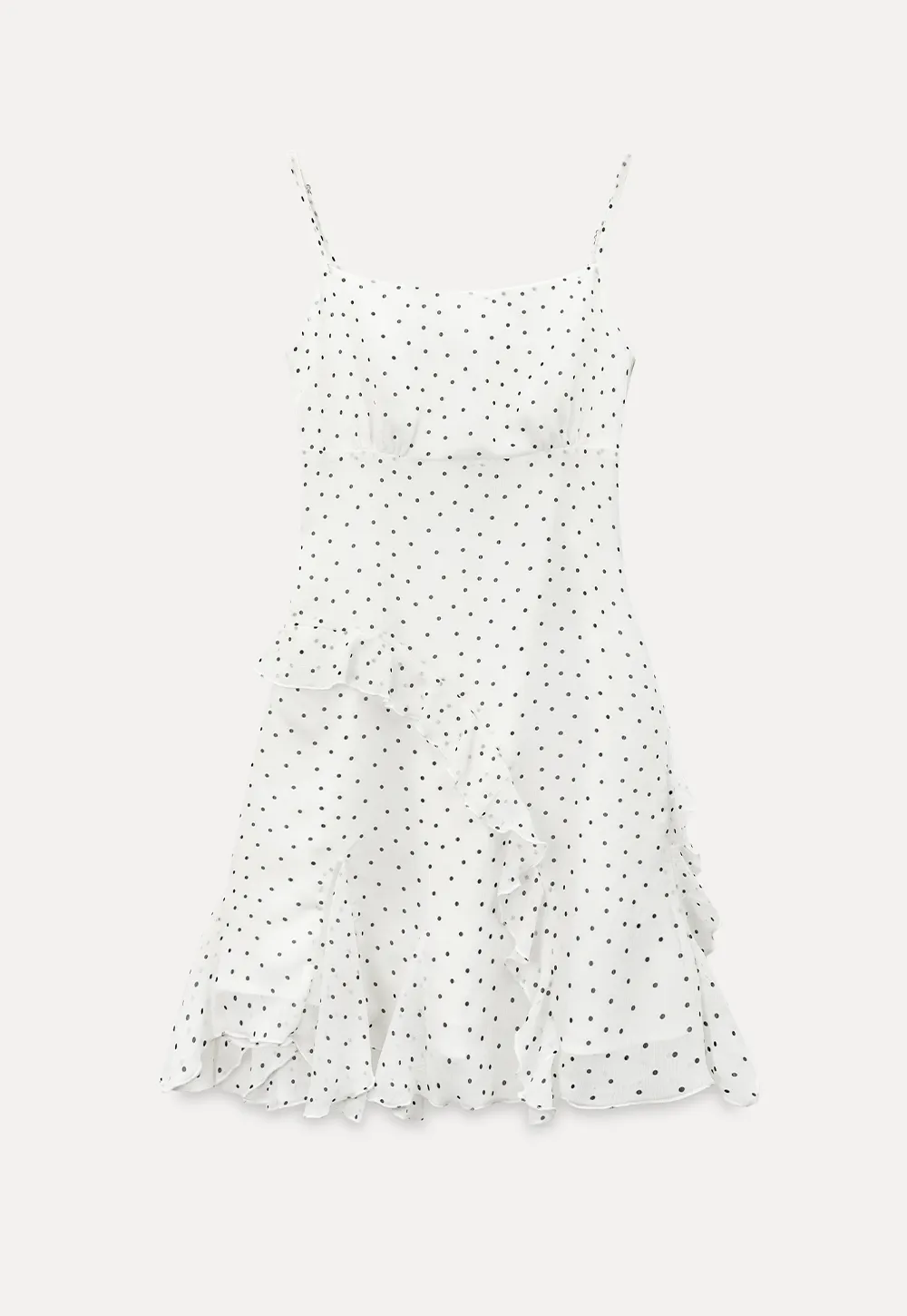 Polka Dot Print Ruffled Sleeveless Dress