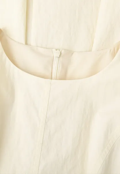 Sleeveless A-Line Midi Dress with Structured Bodice
