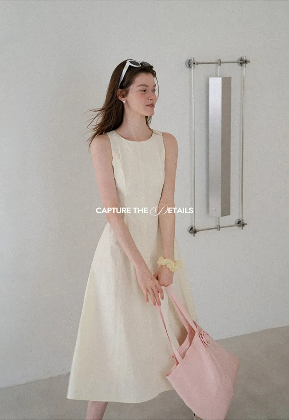 Sleeveless A-Line Midi Dress with Structured Bodice