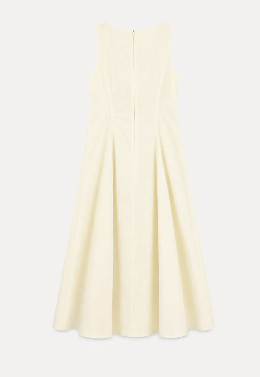 Sleeveless A-Line Midi Dress with Structured Bodice