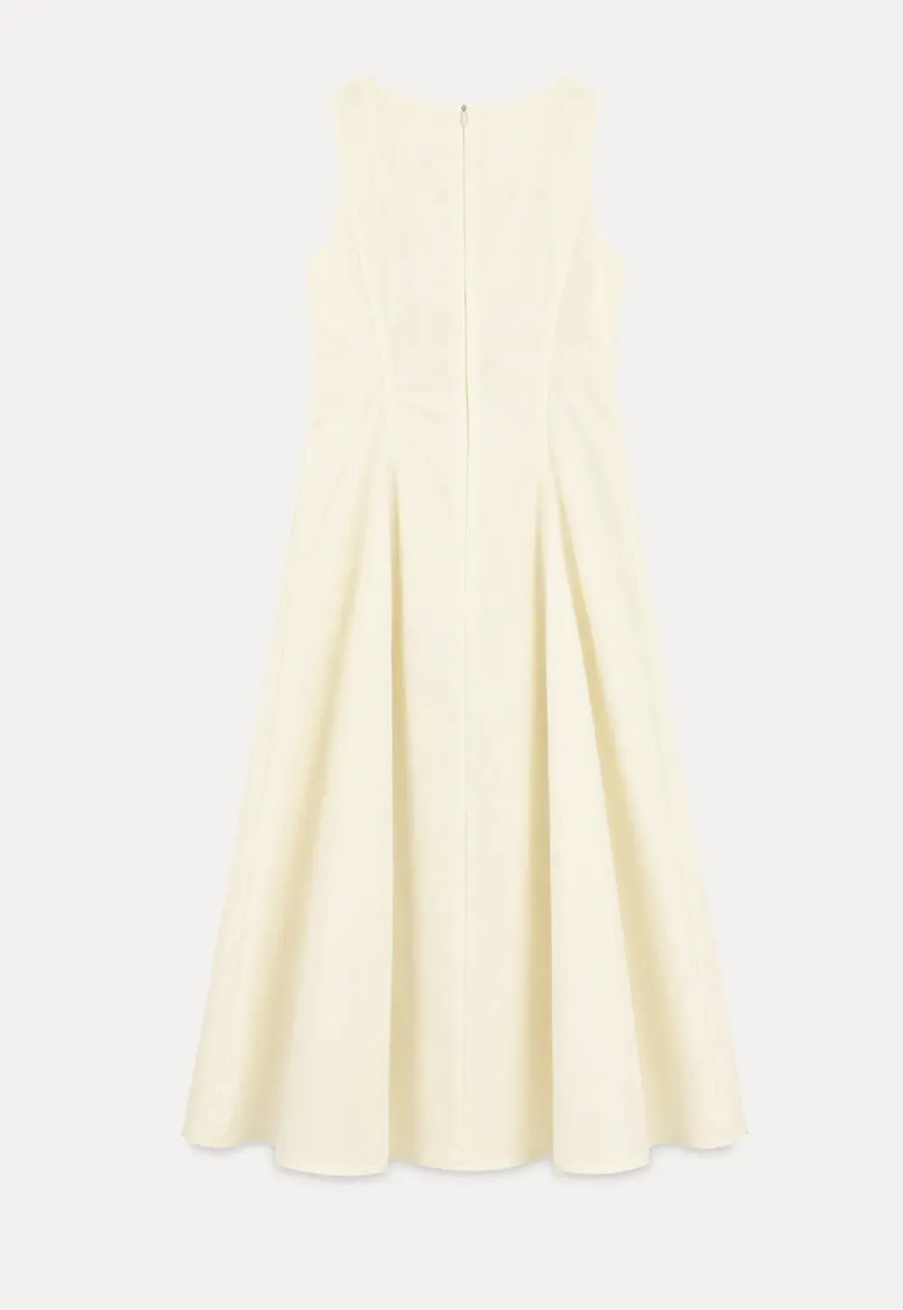 Sleeveless A-Line Midi Dress with Structured Bodice