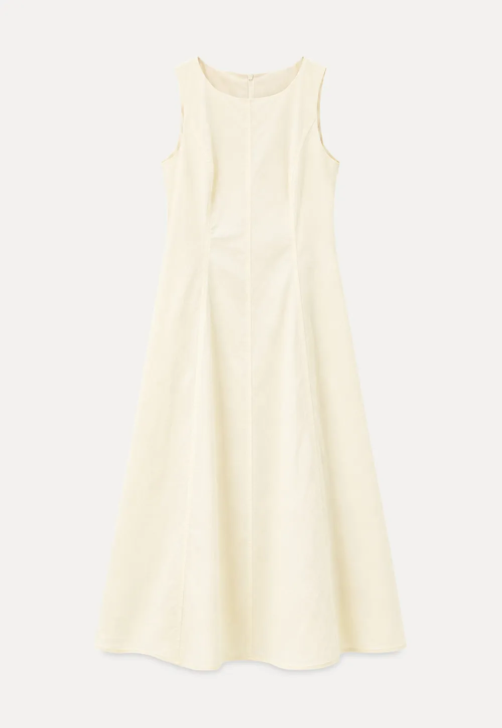 Sleeveless A-Line Midi Dress with Structured Bodice