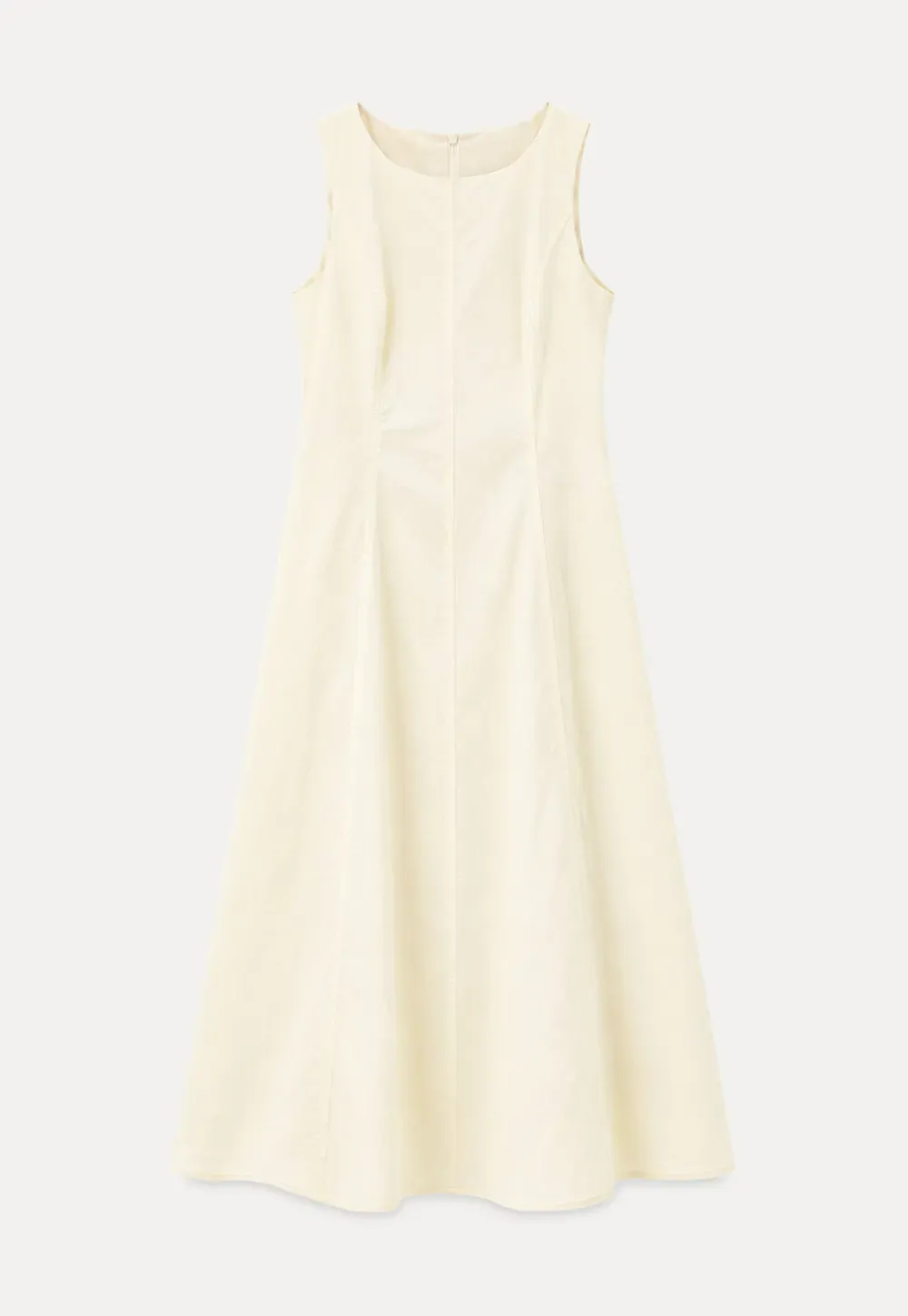 Sleeveless A-Line Midi Dress with Structured Bodice