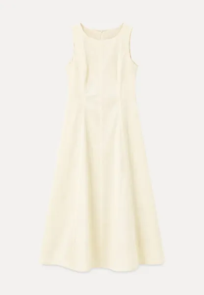 Sleeveless A-Line Midi Dress with Structured Bodice