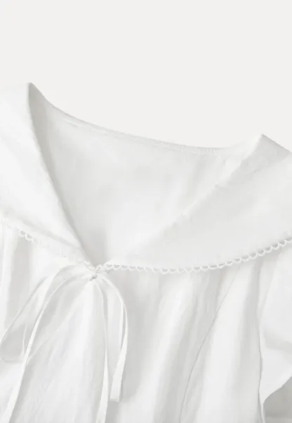 Puff Sleeve Collar Tie Front Dress