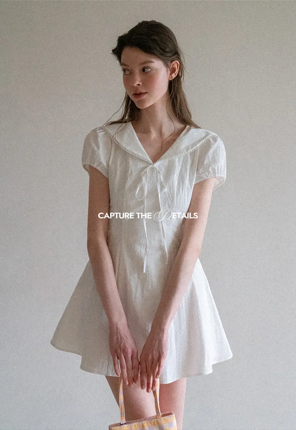 Puff Sleeve Collar Tie Front Dress