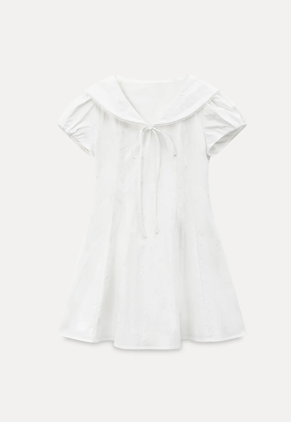 Puff Sleeve Collar Tie Front Dress