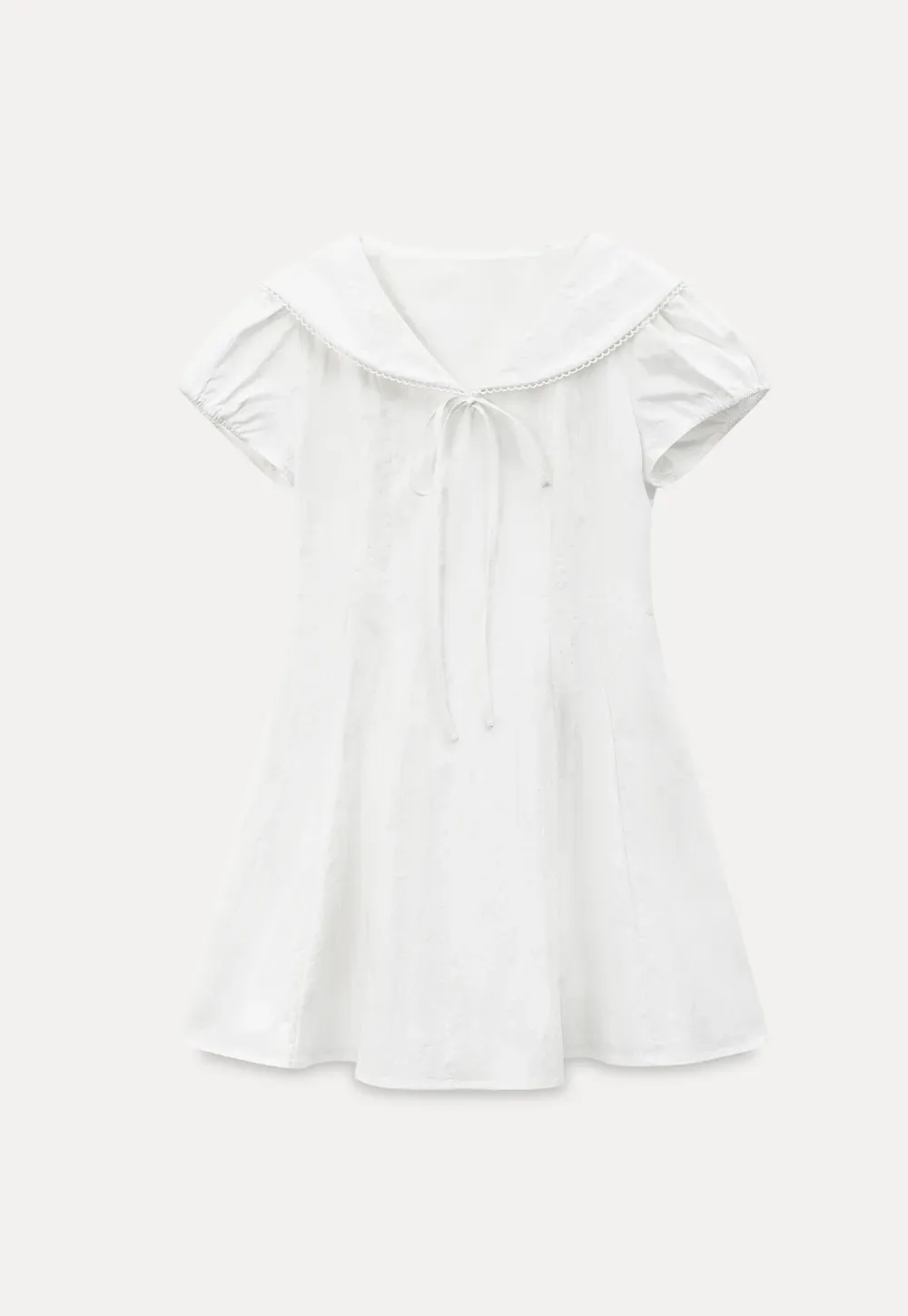 Puff Sleeve Collar Tie Front Dress