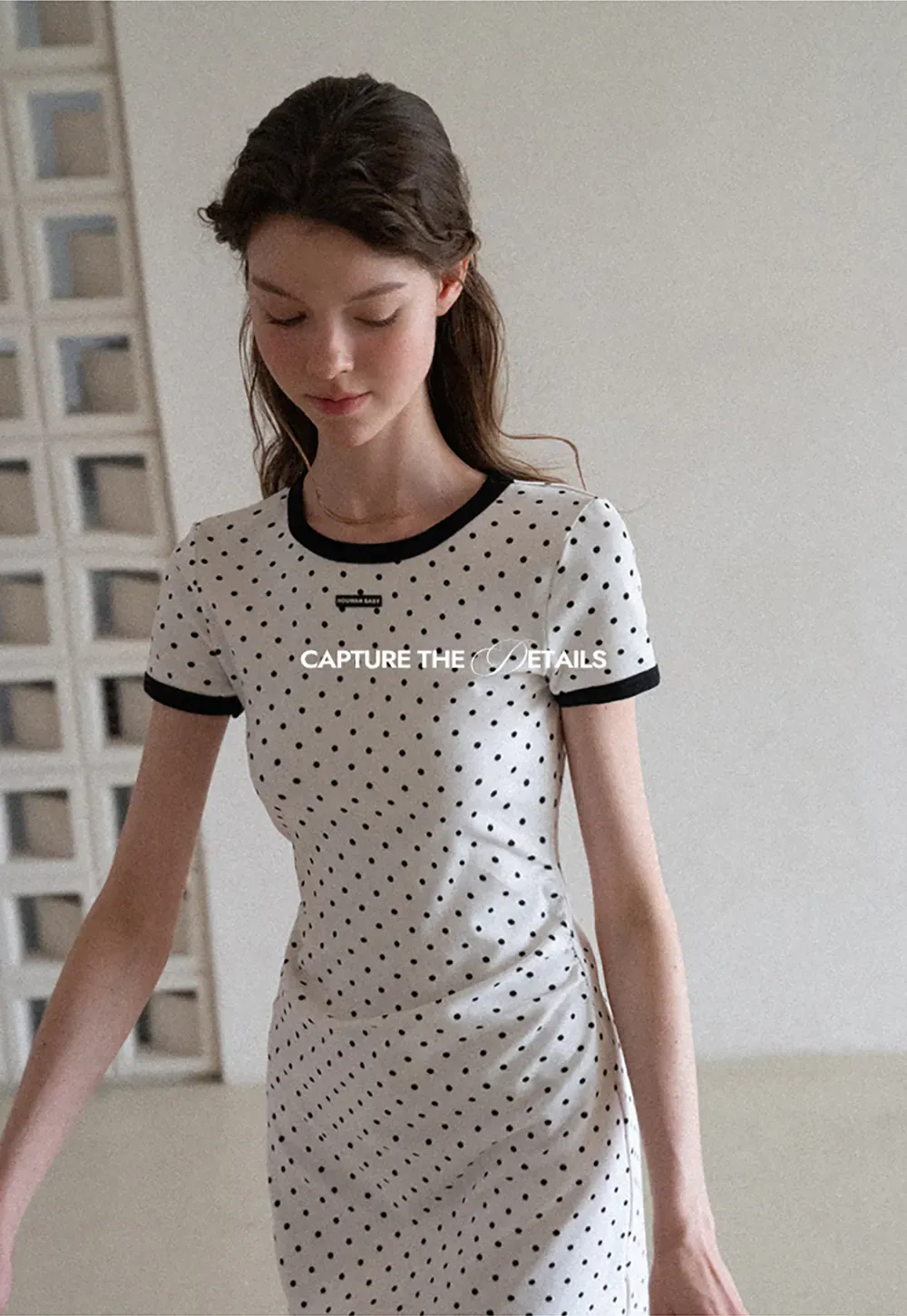 Polka Dot T Shirt Dress With Contrast Trim