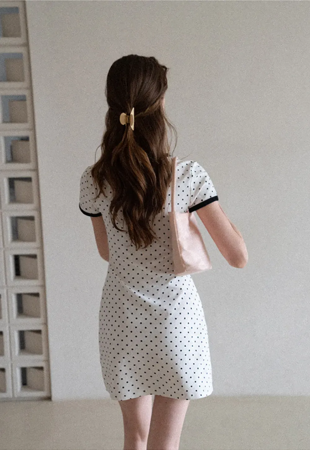 Polka Dot T Shirt Dress With Contrast Trim