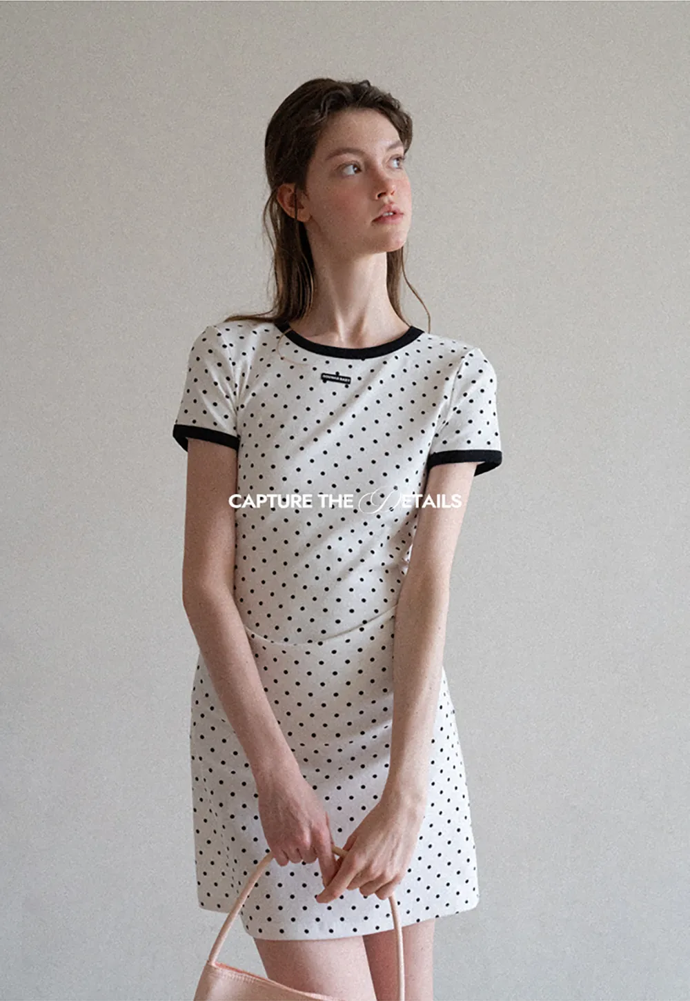 Polka Dot T Shirt Dress With Contrast Trim