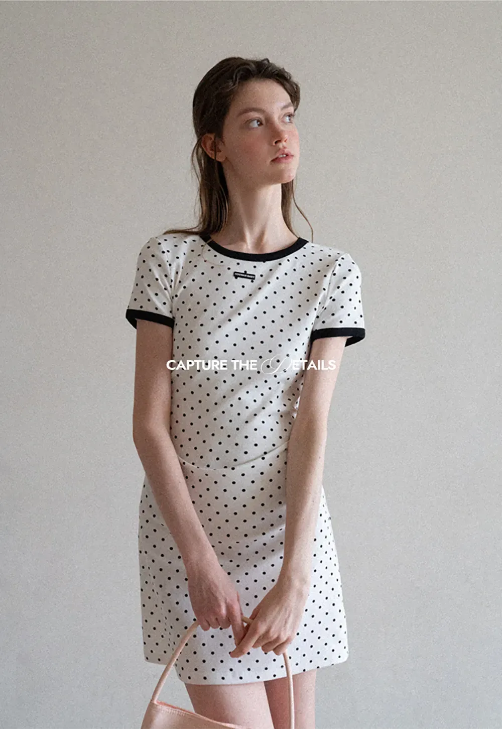 Polka Dot T Shirt Dress With Contrast Trim