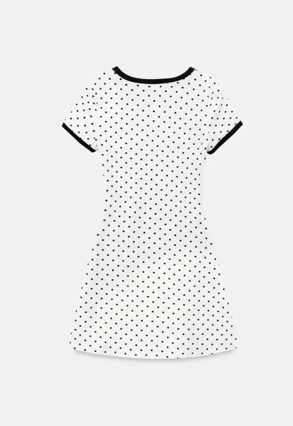 Polka Dot T Shirt Dress With Contrast Trim