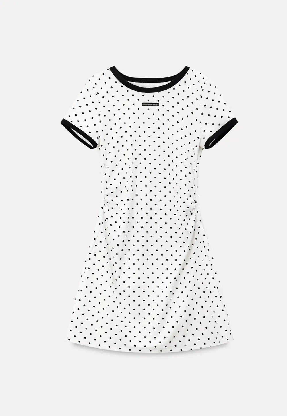 Polka Dot T Shirt Dress With Contrast Trim
