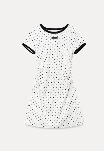 Polka Dot T Shirt Dress With Contrast Trim