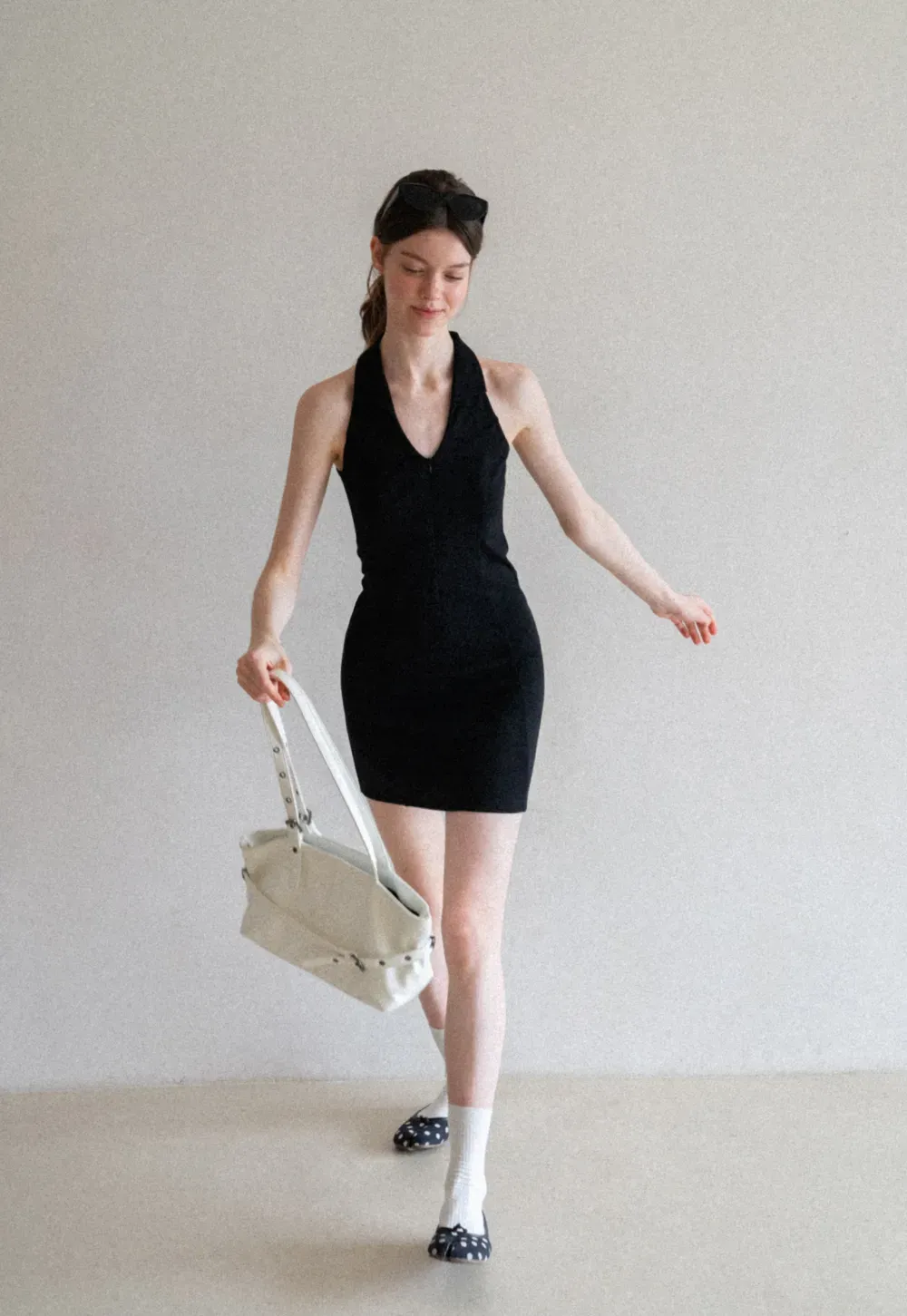 Halter Neck Zip Front Fitted Dress