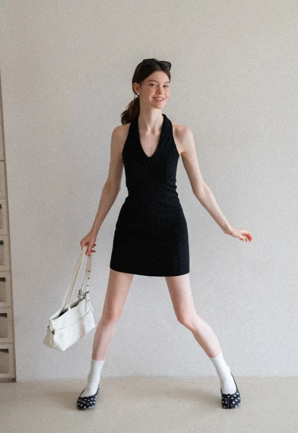Halter Neck Zip Front Fitted Dress
