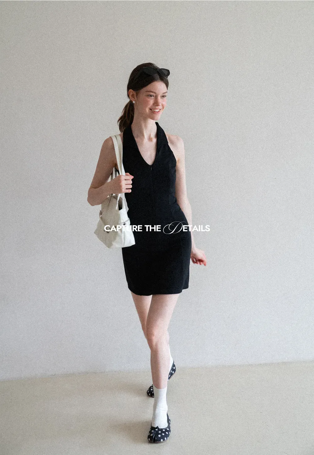 Halter Neck Zip Front Fitted Dress