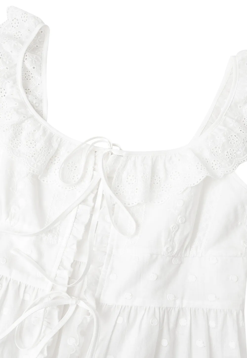 Lace Trim Drawstring Front Sleeveless Dress