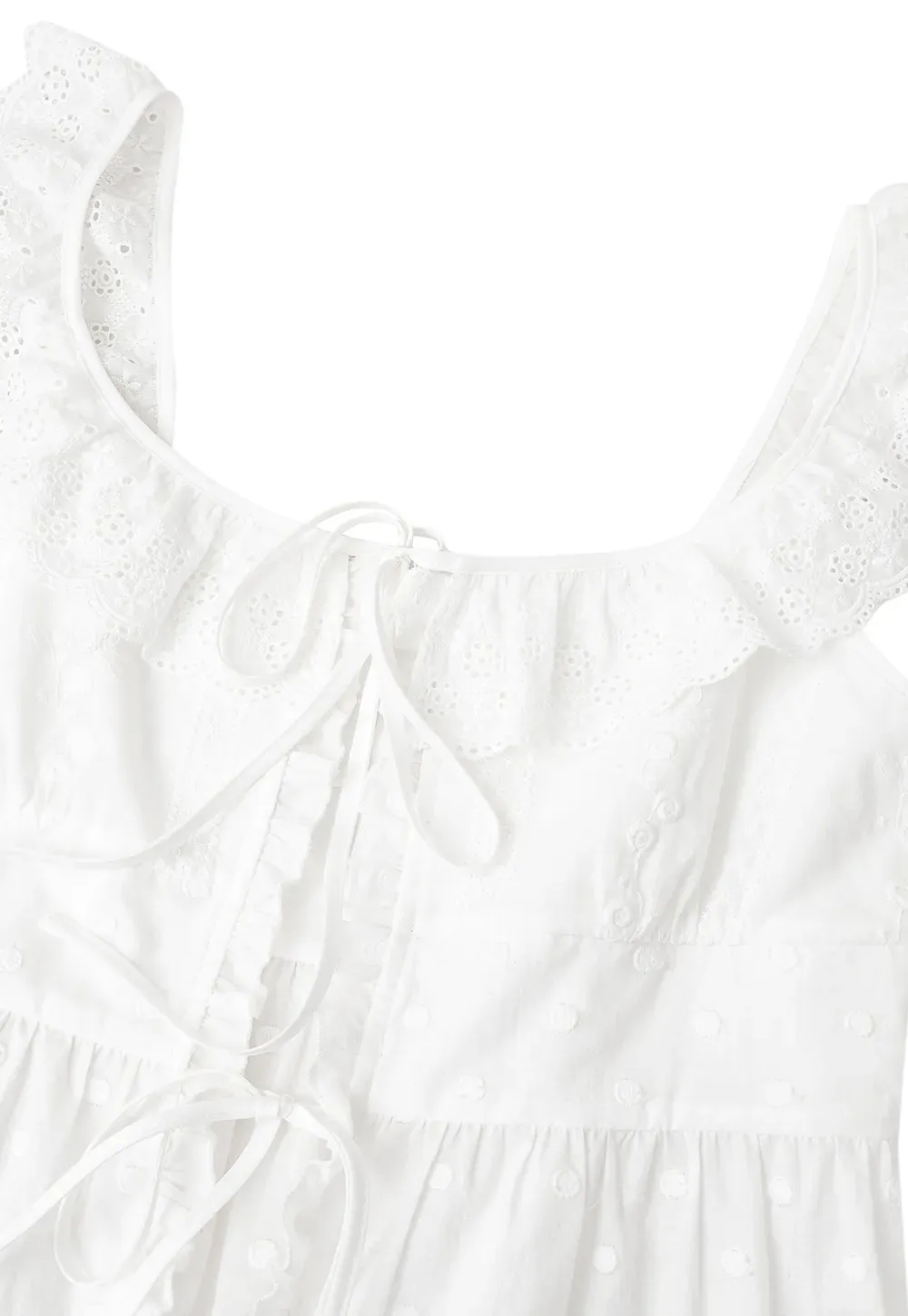 Lace Trim Drawstring Front Sleeveless Dress