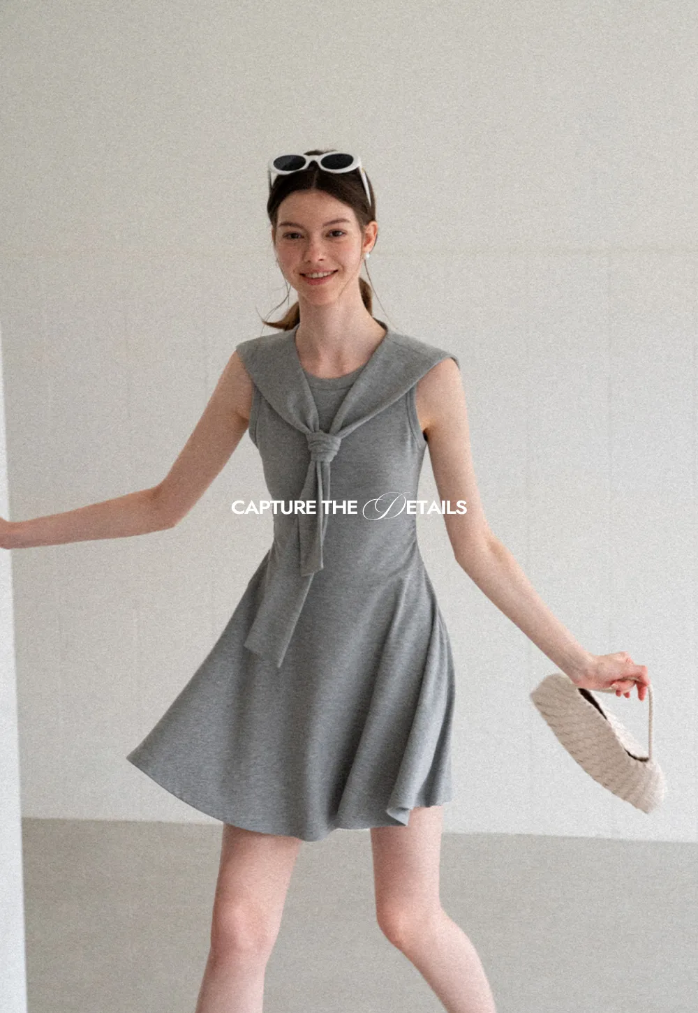 Knotted Collar Sleeveless Fit and Flare Dress
