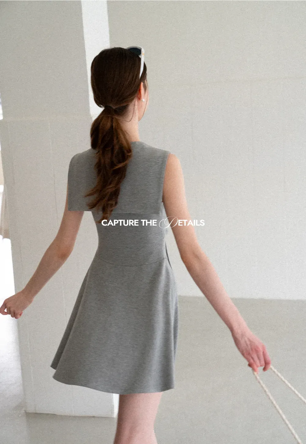 Knotted Collar Sleeveless Fit and Flare Dress