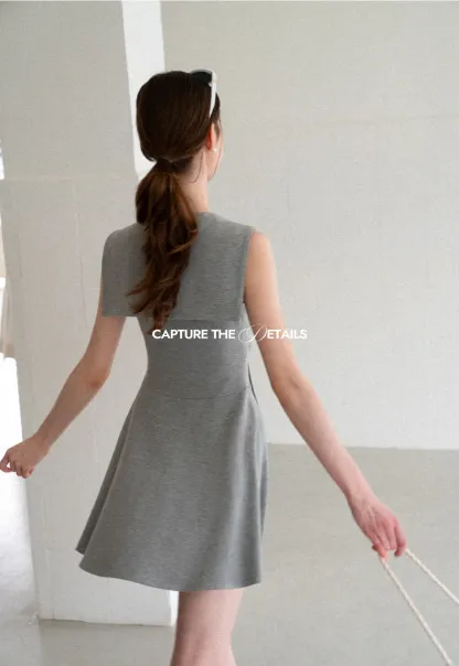 Knotted Collar Sleeveless Fit and Flare Dress