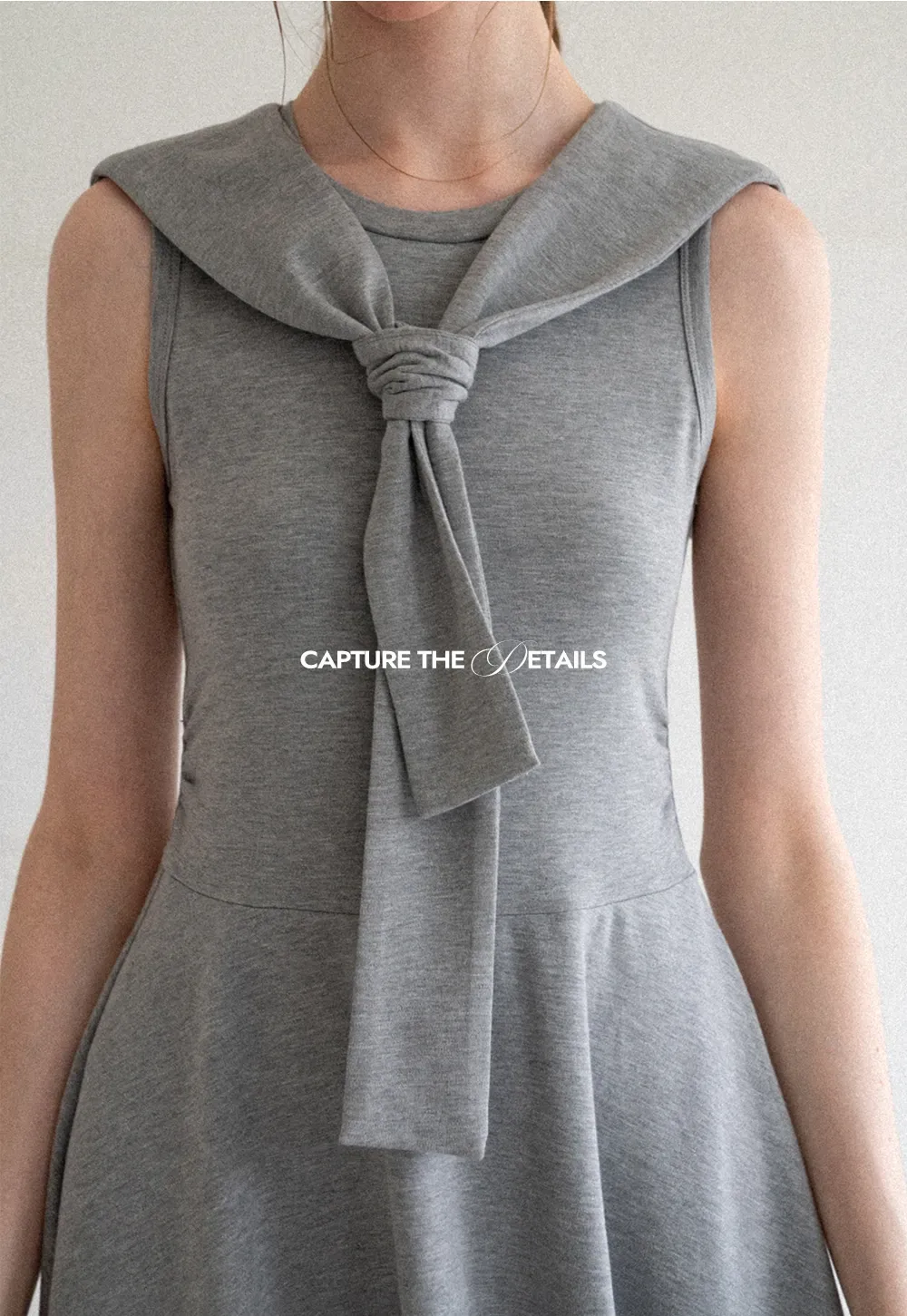 Knotted Collar Sleeveless Fit and Flare Dress