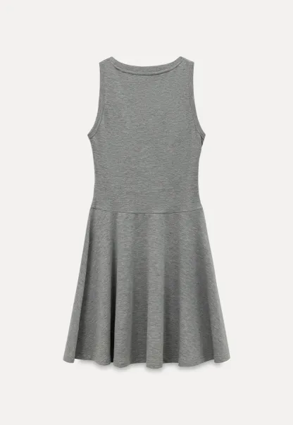 Knotted Collar Sleeveless Fit and Flare Dress