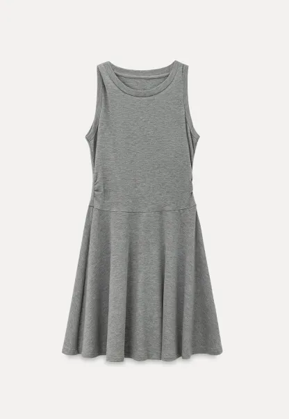 Knotted Collar Sleeveless Fit and Flare Dress