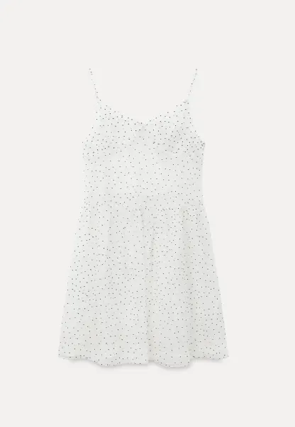 Embroidered Dot Pattern Layered T Shirt Dress