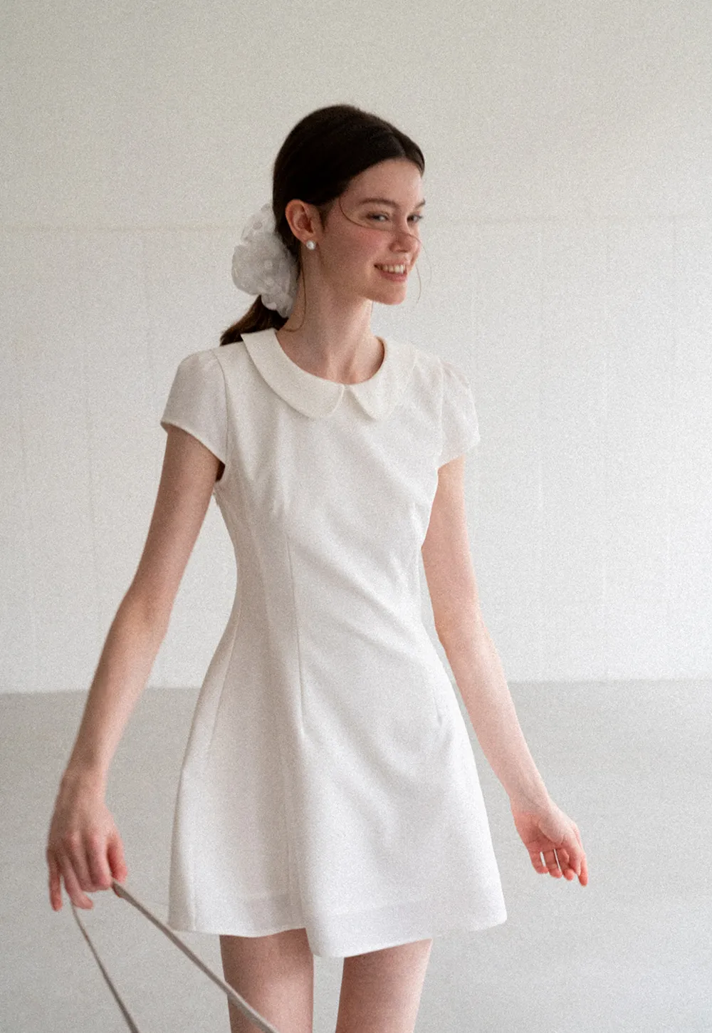 Peter Pan Collar Cap Sleeve Fit and Flare Dress