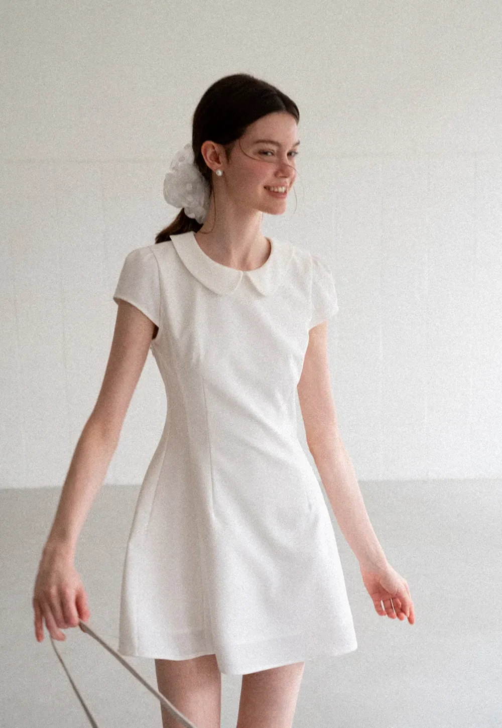 Peter Pan Collar Cap Sleeve Fit and Flare Dress