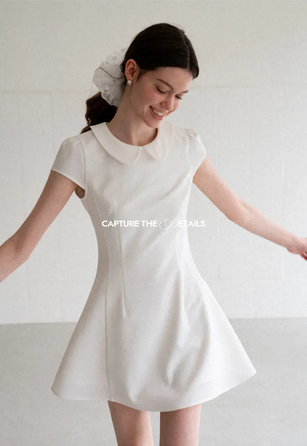 Peter Pan Collar Cap Sleeve Fit and Flare Dress