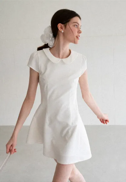 Peter Pan Collar Cap Sleeve Fit and Flare Dress