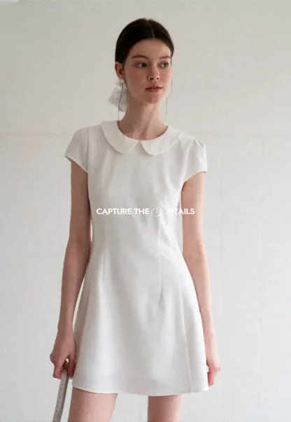 Peter Pan Collar Cap Sleeve Fit and Flare Dress