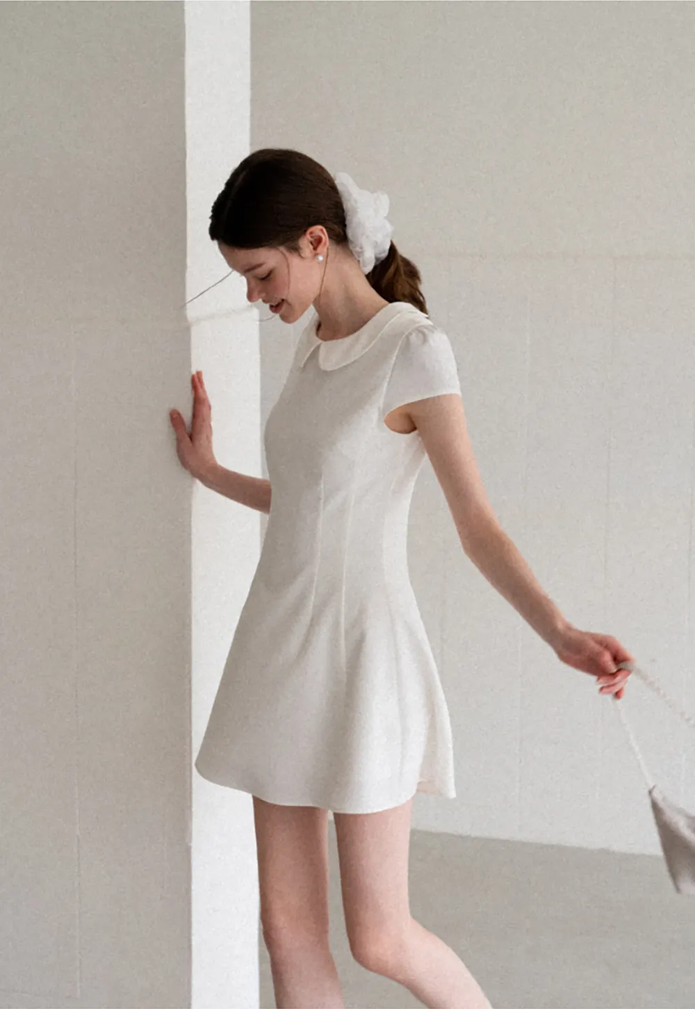 Peter Pan Collar Cap Sleeve Fit and Flare Dress