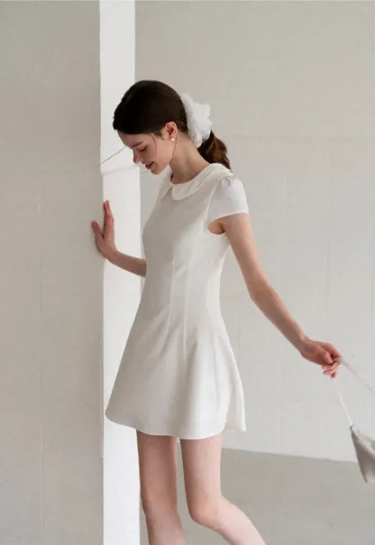 Peter Pan Collar Cap Sleeve Fit and Flare Dress