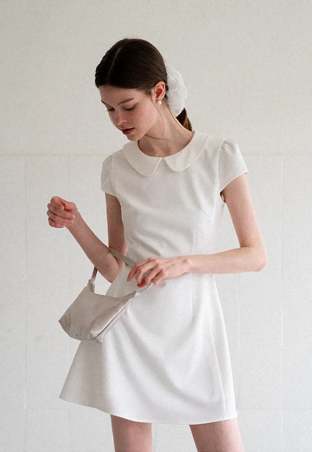 Peter Pan Collar Cap Sleeve Fit and Flare Dress