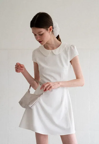 Peter Pan Collar Cap Sleeve Fit and Flare Dress