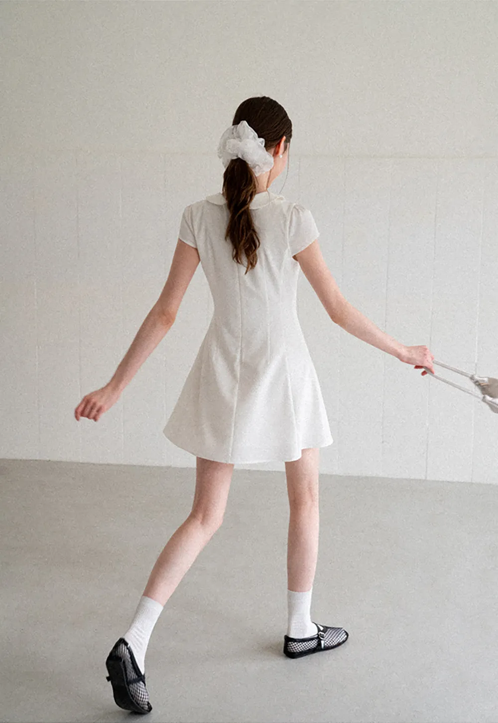 Peter Pan Collar Cap Sleeve Fit and Flare Dress