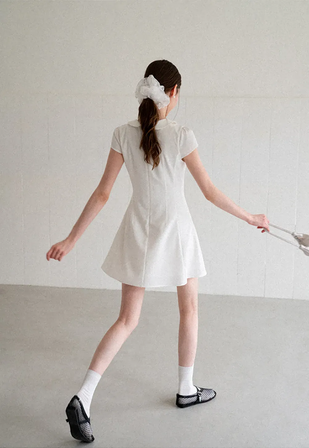 Peter Pan Collar Cap Sleeve Fit and Flare Dress