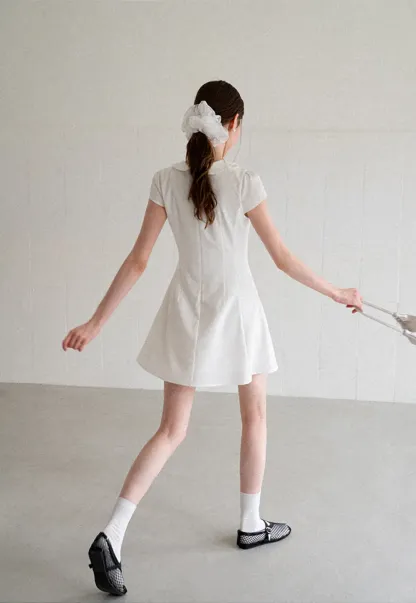 Peter Pan Collar Cap Sleeve Fit and Flare Dress
