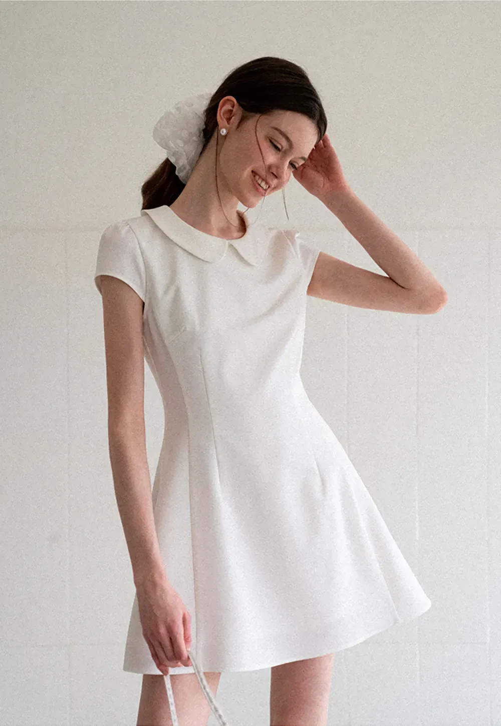 Peter Pan Collar Cap Sleeve Fit and Flare Dress