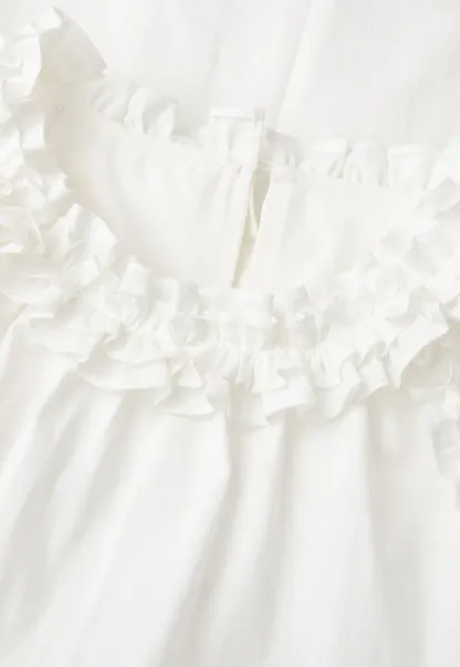 Ruffle Trim Sleeveless A Line Dress
