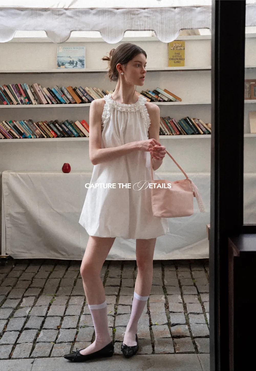 Ruffle Trim Sleeveless A Line Dress