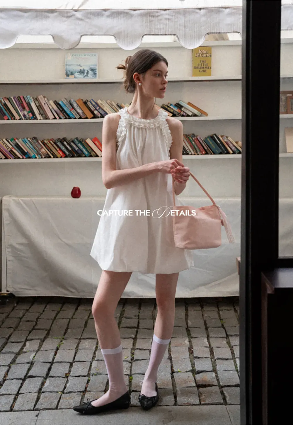 Ruffle Trim Sleeveless A Line Dress